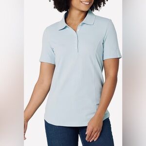 Riders by Lee Indigo Women's Light Blue Short Sleeve Polo Shirt Size Medium